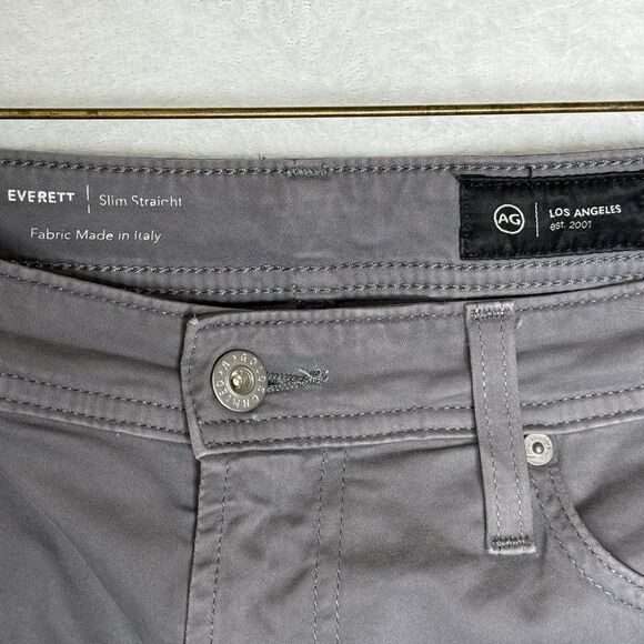 AG Adriano Goldschmied Everett Slim Straight Pants Gray Chinos Mens 34 - Picture 4 of 16